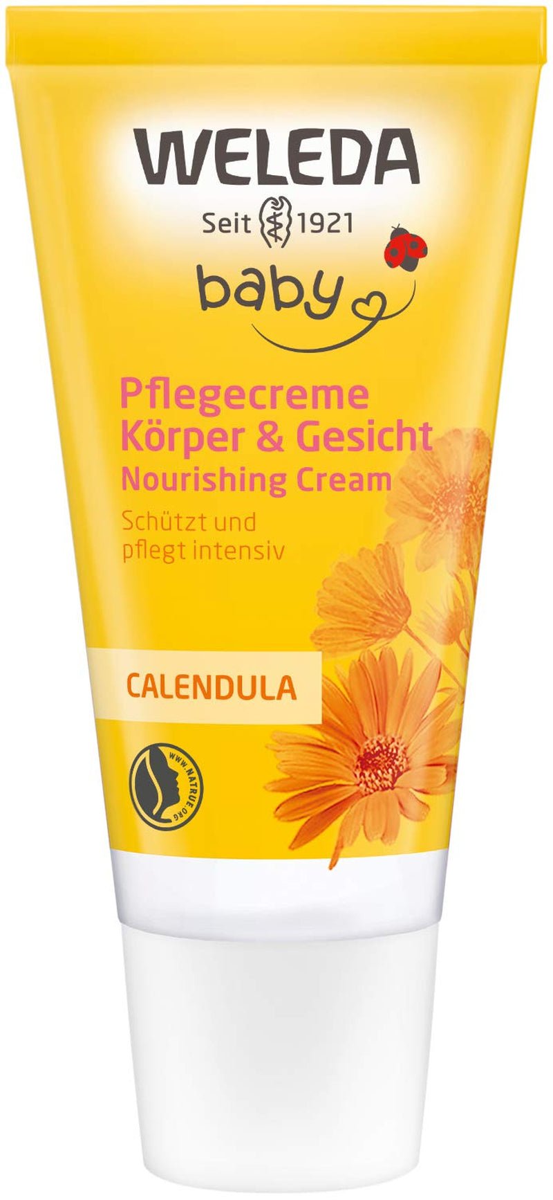 WELEDA Organic Baby Calendula Care Cream Body & Face 30ml - Pleťový krém / pleťový krém pro přírodní kosmetiku se sezamovým olejem a lanolinem pro péči o suchou pokožku. Hydratační pečující krém pro kojence a děti Děti - Koupel a péče o pleť Naty Shop