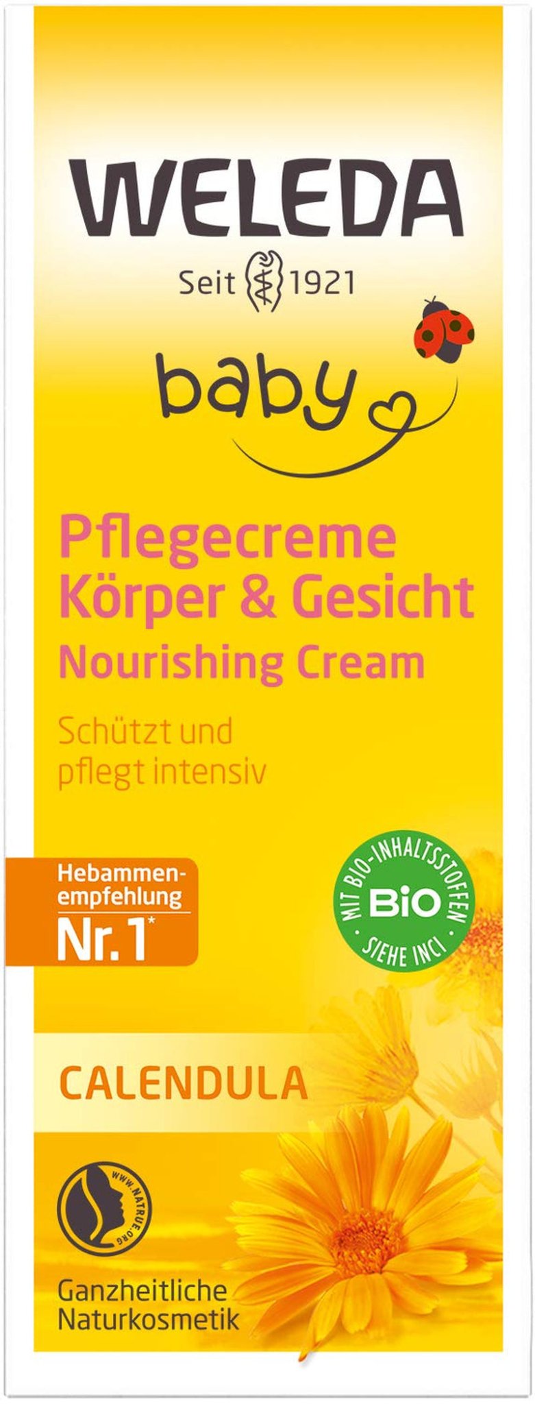 WELEDA Organic Baby Calendula Care Cream Body & Face 30ml - Pleťový krém / pleťový krém pro přírodní kosmetiku se sezamovým olejem a lanolinem pro péči o suchou pokožku. Hydratační pečující krém pro kojence a děti Děti - Koupel a péče o pleť Naty Shop