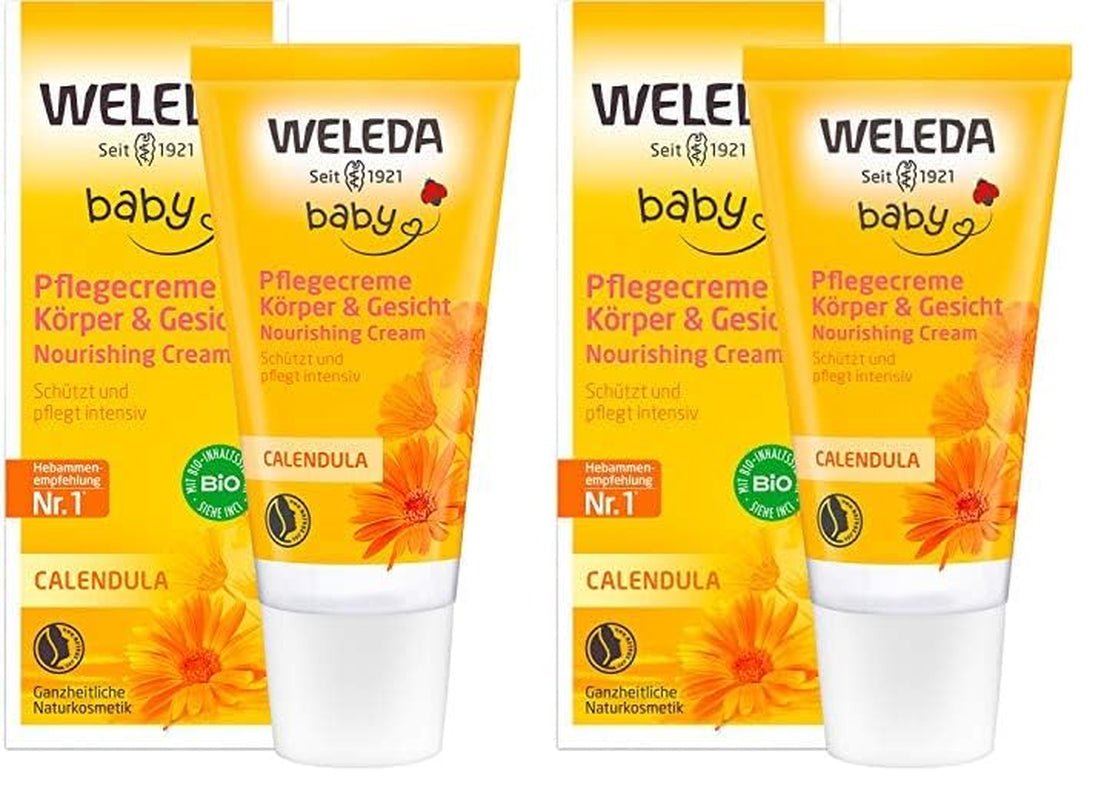 WELEDA Organic Baby Calendula Care Cream Body & Face 30ml - Pleťový krém / pleťový krém pro přírodní kosmetiku se sezamovým olejem a lanolinem pro péči o suchou pokožku. Hydratační pečující krém pro kojence a děti Děti - Koupel a péče o pleť Naty Shop Výchozí název