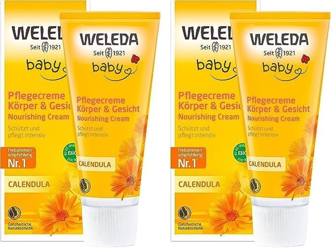 WELEDA Organic Baby Calendula Care Cream Body & Face 75ml - Pleťový krém / pleťový krém pro přírodní kosmetiku se sezamovým olejem a lanolinem pro péči o suchou pokožku. Hydratační pečující krém pro kojence a děti Děti - Koupel a péče o pleť Naty Shop Výchozí název