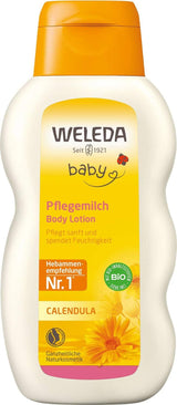 WELEDA Organic Baby Calendula Care Milk - Přírodní kosmetické tělové mléko s mandlovým olejem a včelím voskem pro péči a čištění suché dětské pokožky. Jemná pleťová voda pro miminka a děti (1x 200ml) Děti - Koupel a péče o pleť Naty Shop Výchozí název
