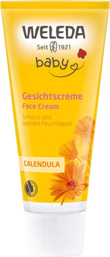 WELEDA Organic Baby Calendula Face Cream - Přírodní kosmetický hydratační krém s mandlovým olejem a včelím voskem pro péči o suchou pokožku. Přírodní pleťový krém pro miminka a děti (1x 50ml) Děti - Koupel a péče o pleť Naty Shop