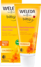 WELEDA Organic Baby Calendula Face Cream - Přírodní kosmetický hydratační krém s mandlovým olejem a včelím voskem pro péči o suchou pokožku. Přírodní pleťový krém pro miminka a děti (1x 50ml) Děti - Péče o pleť a koupel Naty Shop Pleťový krém 50 ml (1 balení)