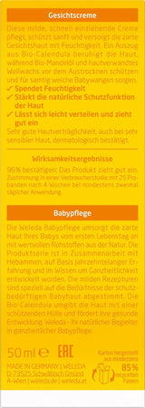 WELEDA Organic Baby Calendula Face Cream - Přírodní kosmetický hydratační krém s mandlovým olejem a včelím voskem pro péči o suchou pokožku. Přírodní pleťový krém pro miminka a děti (1x 50ml) Děti - Koupel a péče o pleť Naty Shop