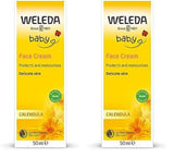 WELEDA Organic Baby Calendula Face Cream - Přírodní kosmetický hydratační krém s mandlovým olejem a včelím voskem pro péči o suchou pokožku. Přírodní pleťový krém pro miminka a děti (1x 50ml) Děti - péče o pleť a koupel Naty Shop Pleťový krém 50 ml (balení 2 ks)