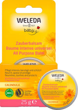 WELEDA Organic Baby Calendula Magic Balm - Univerzální balzám přírodní kosmetiky na obličej a tělo pro péči a zklidnění suché pokožky a rtů. Univerzální bohatý balzám pro miminka a děti (1x 25g) Děti - Koupel a péče o pleť Naty Shop Výchozí název