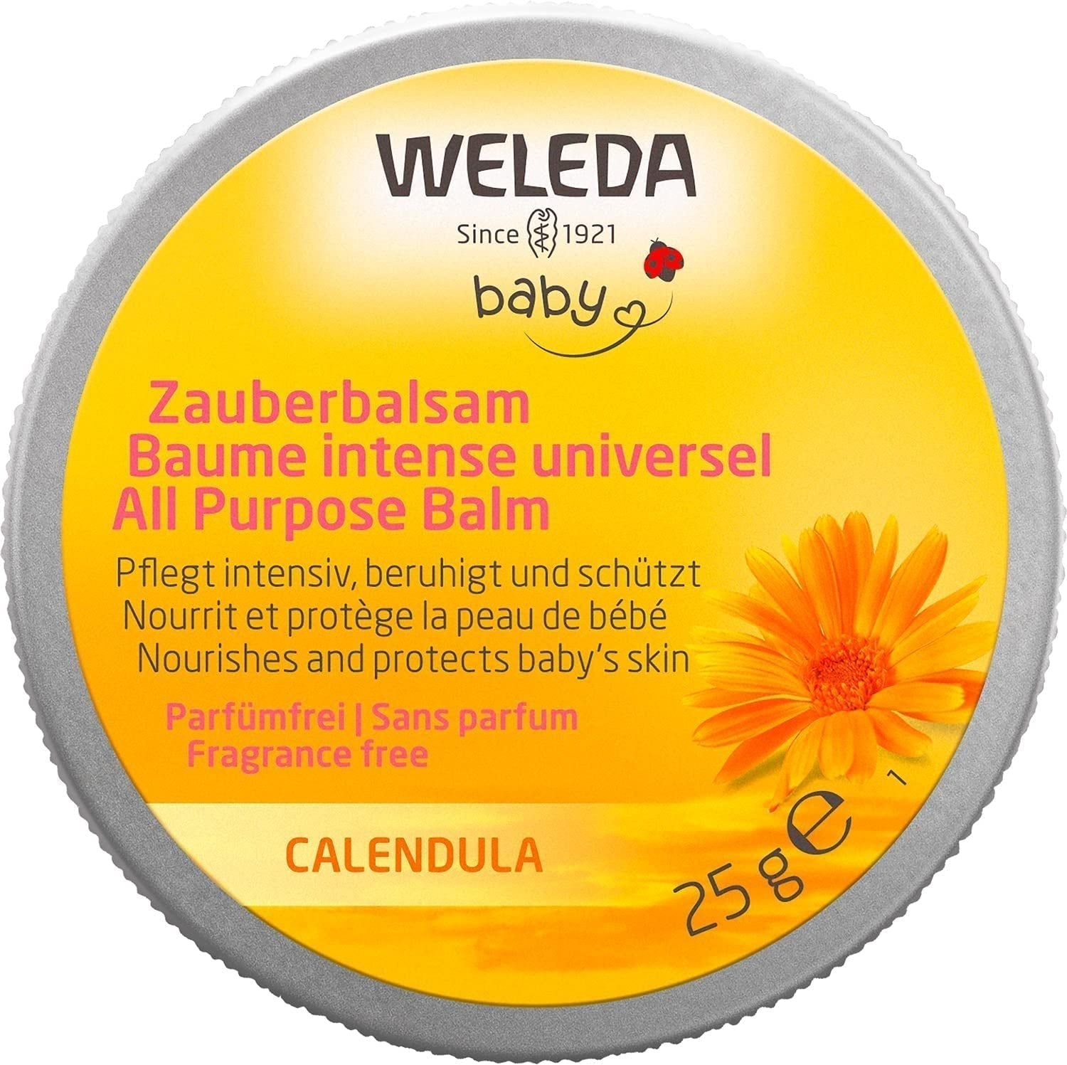 WELEDA Organic Baby Calendula Magic Balm - Univerzální balzám přírodní kosmetiky na obličej a tělo pro péči a zklidnění suché pokožky a rtů. Univerzální bohatý balzám pro miminka a děti (1x 25g) Děti - Koupel a péče o pleť Naty Shop
