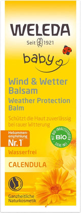 WELEDA Organic Baby Calendula Wind & Weather Balm - Krém na obličej a ruce pro přírodní kosmetiku s mandlovým olejem a sezamovým olejem pro ochranu citlivé a suché pokožky miminka před drsným a chladným počasím (1x 30 ml) Děti - Koupel a péče o pleť Naty Shop