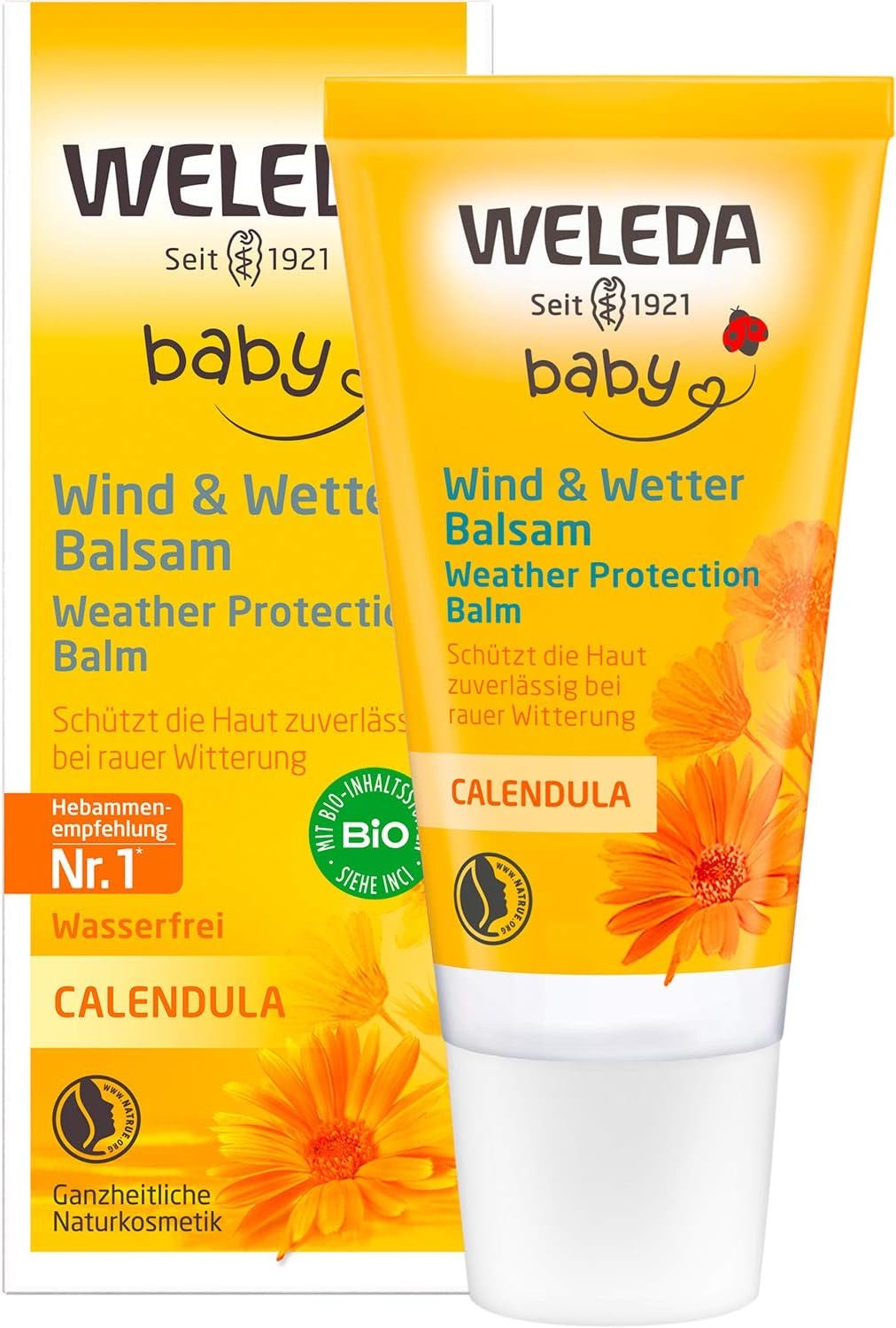 WELEDA Organic Baby Calendula Wind & Weather Balm - Pleťový krém a krém na ruce pro přírodní kosmetiku s mandlovým olejem a sezamovým olejem pro ochranu citlivé a suché dětské pokožky před drsným a chladným počasím (1x 30 ml) Děti - Koupel a péče o pleť Naty Shop Výchozí název