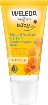 WELEDA Organic Baby Calendula Wind & Weather Balm - Krém na obličej a ruce pro přírodní kosmetiku s mandlovým olejem a sezamovým olejem pro ochranu citlivé a suché pokožky miminka před drsným a chladným počasím (1x 30 ml) Děti - Koupel a péče o pleť Naty Shop