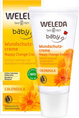 WELEDA Organic Baby Calendula Wound Protection Cream 75ml - Přírodní kosmetika mast na rány / dětský krém pro ochranu citlivé dětské pokožky v oblasti plen. Pomáhá při zarudnutí, podrážděné pokožce a bolestech Děti - Péče do koupele a péče o pleť Naty Shop Krém na rány 30 ml