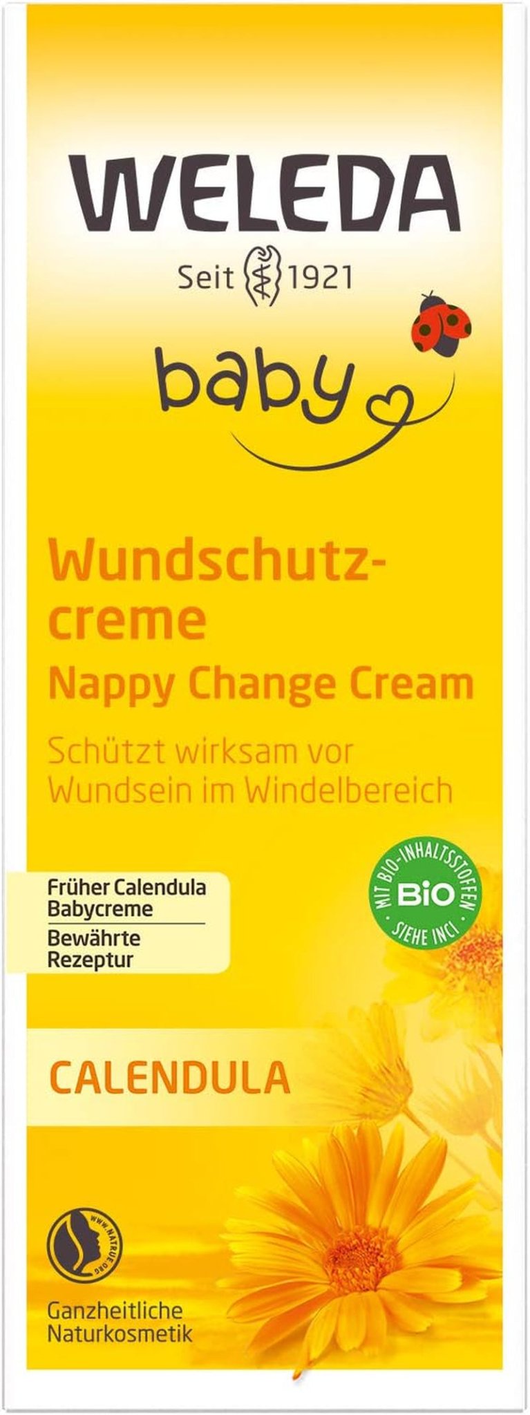 WELEDA Organic Baby Calendula Wound Protection Cream 75ml - Přírodní kosmetika mast na rány / dětský krém pro ochranu citlivé dětské pokožky v oblasti plen. Pomáhá při zarudnutí, podrážděné pokožce a bolestech Děti - Koupel a péče o pleť Naty Shop