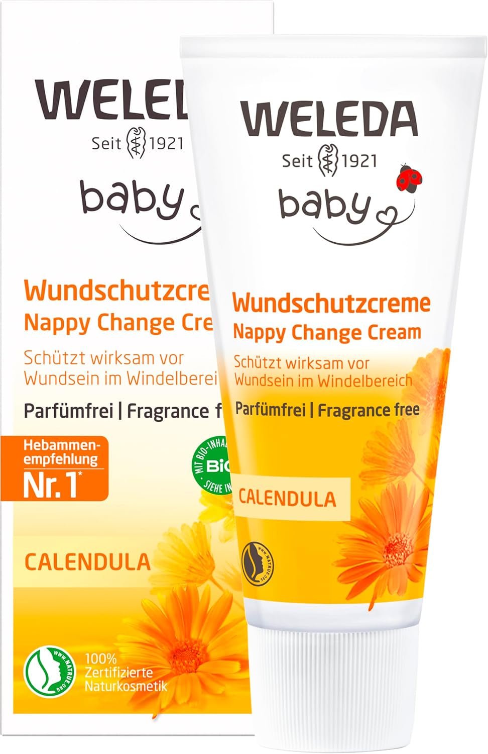 WELEDA Organic Baby Calendula Wound Protection Cream 75ml - Přírodní kosmetika mast na rány / dětský krém pro ochranu citlivé dětské pokožky v oblasti plen. Pomoc při péči o pleť, péči o pleť a péči o pleť Naty Shop Ochranný krém a rănilor 75 ml bez parfému