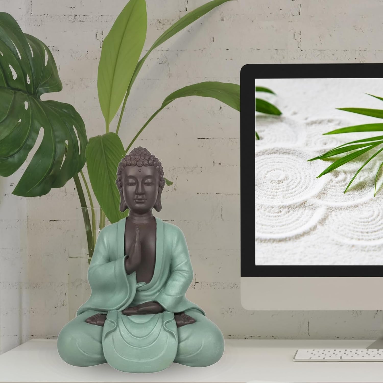 Zen Arôme SBM5 Socha Zen Bodhi, zelená/hnědá, 20 cm vysoká Sošky a plastiky Naty Shop