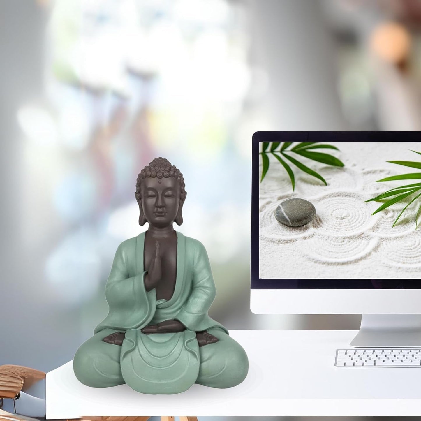 Zen Arôme SBM5 Socha Zen Bodhi, zelená/hnědá, 20 cm vysoká Sošky a plastiky Naty Shop