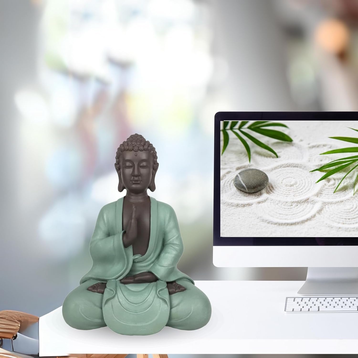 Zen Arôme SBM5 Socha Zen Bodhi, zelená/hnědá, 20 cm vysoká Sošky a plastiky Naty Shop