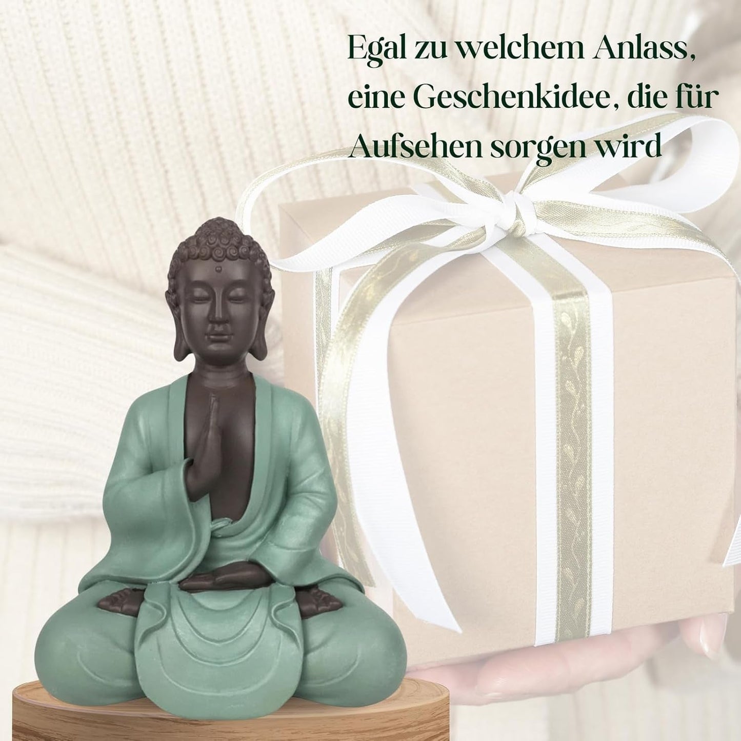 Zen Arôme SBM5 Socha Zen Bodhi, zelená/hnědá, 20 cm vysoká Sošky a plastiky Naty Shop