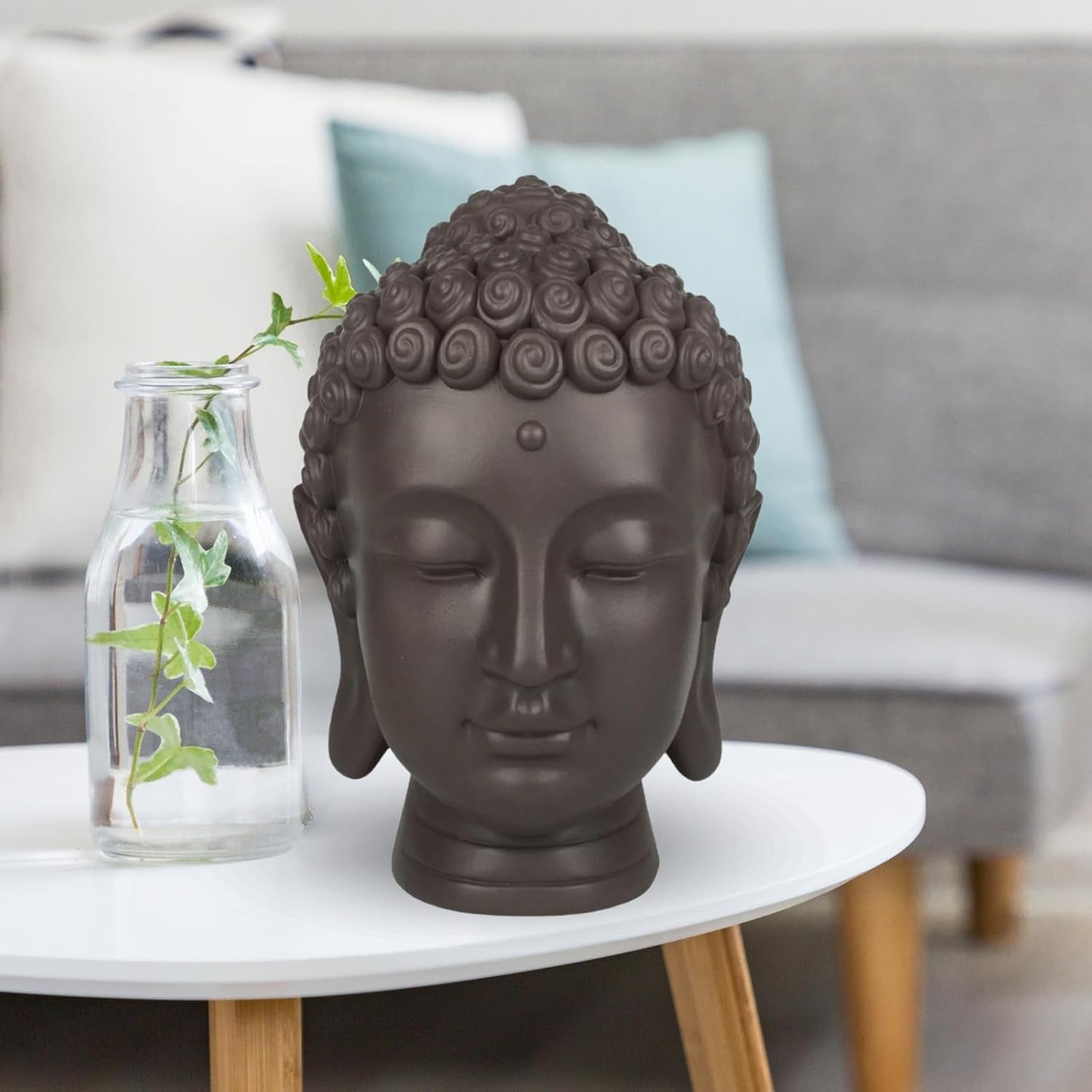 Zen'Light - Soška s hlavou Buddhy - Dekorace pro Zen, meditaci a feng shui - Dárek pro relaxační a duchovní atmosféru - Soška Buddhy - Výška: 20 cm - Barva: zelená/hnědá Sošky a plastiky Naty Shop