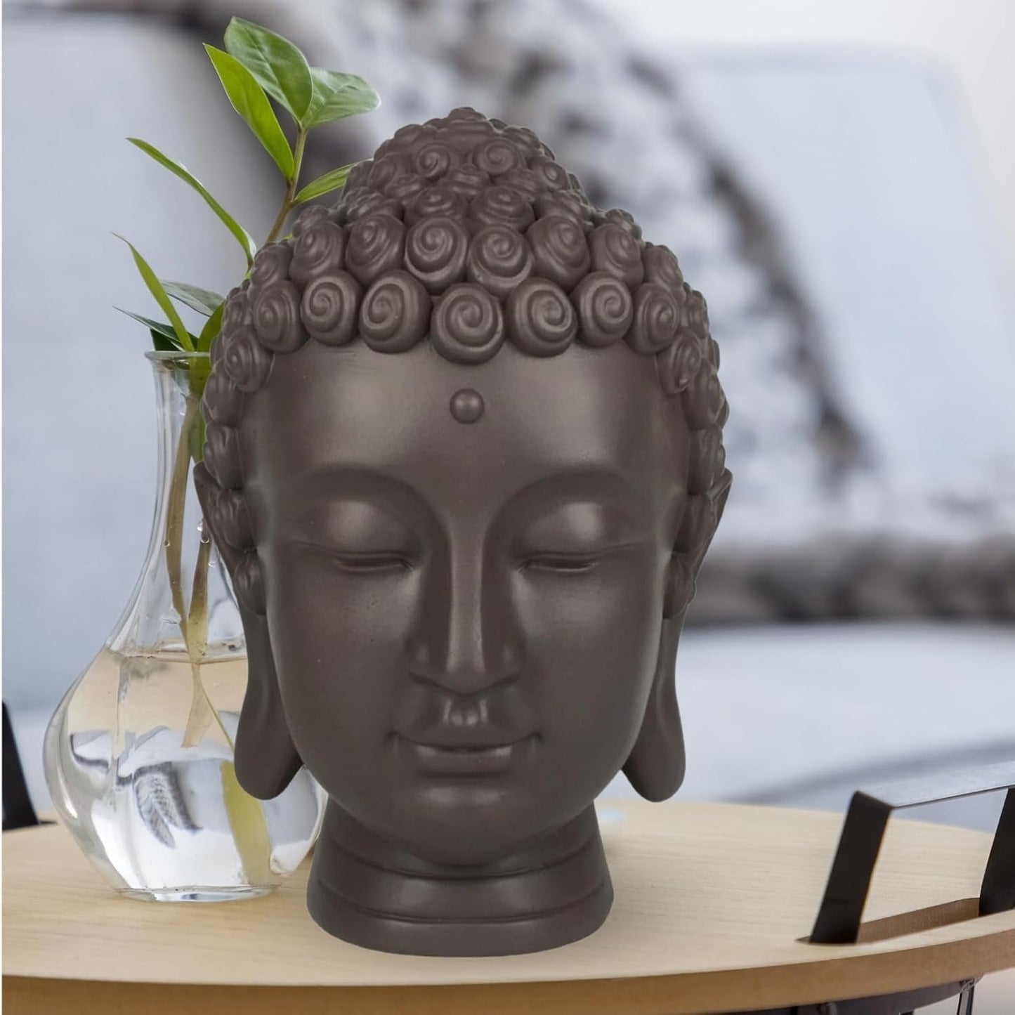 Zen'Light - Soška s hlavou Buddhy - Dekorace pro Zen, meditaci a feng shui - Dárek pro relaxační a duchovní atmosféru - Soška Buddhy - Výška: 20 cm - Barva: zelená/hnědá Sošky a plastiky Naty Shop