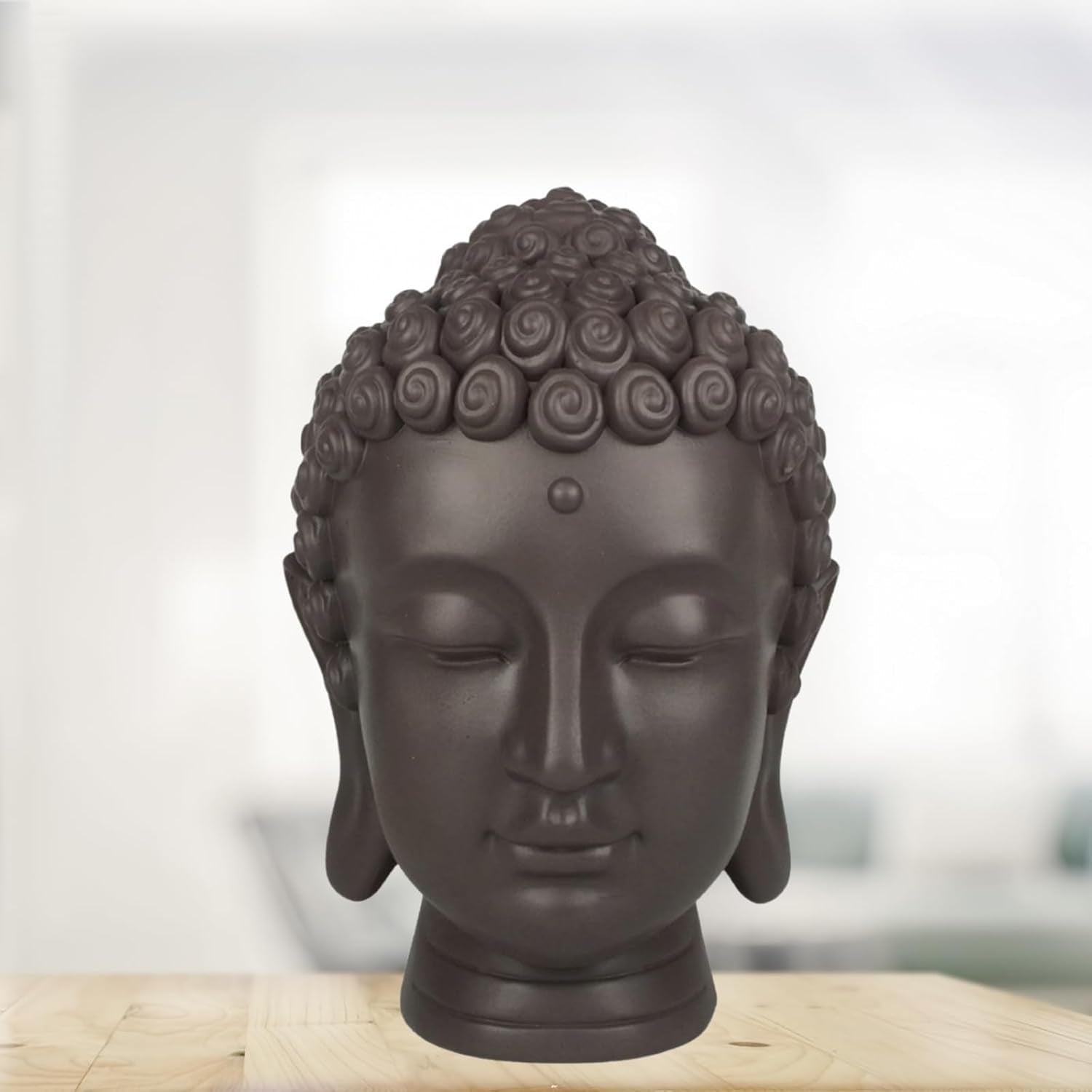 Zen'Light - Soška s hlavou Buddhy - Dekorace pro Zen, meditaci a feng shui - Dárek pro relaxační a duchovní atmosféru - Soška Buddhy - Výška: 20 cm - Barva: zelená/hnědá Sošky a plastiky Naty Shop