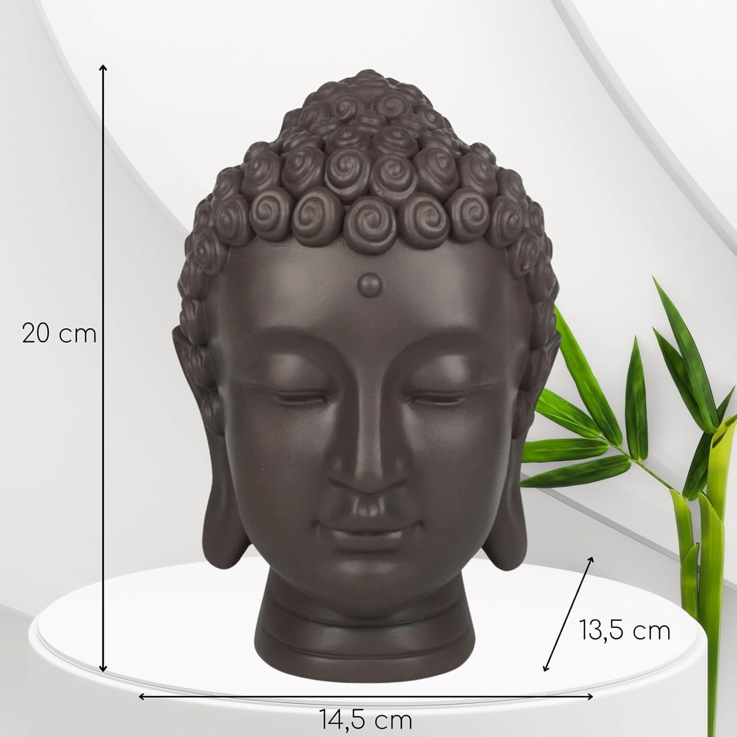 Zen'Light - Soška s hlavou Buddhy - Dekorace pro Zen, meditaci a feng shui - Dárek pro relaxační a duchovní atmosféru - Soška Buddhy - Výška: 20 cm - Barva: zelená/hnědá Sošky a plastiky Naty Shop