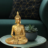 Zen'Light - Soška s hlavou Buddhy Sanci - Dekorace pro Zen, meditaci a feng shui - Dárek pro relaxační a duchovní atmosféru - Socha Buddhy - Výška: 18 cm - Barva: zlatá Sošky a plastiky Naty Shop