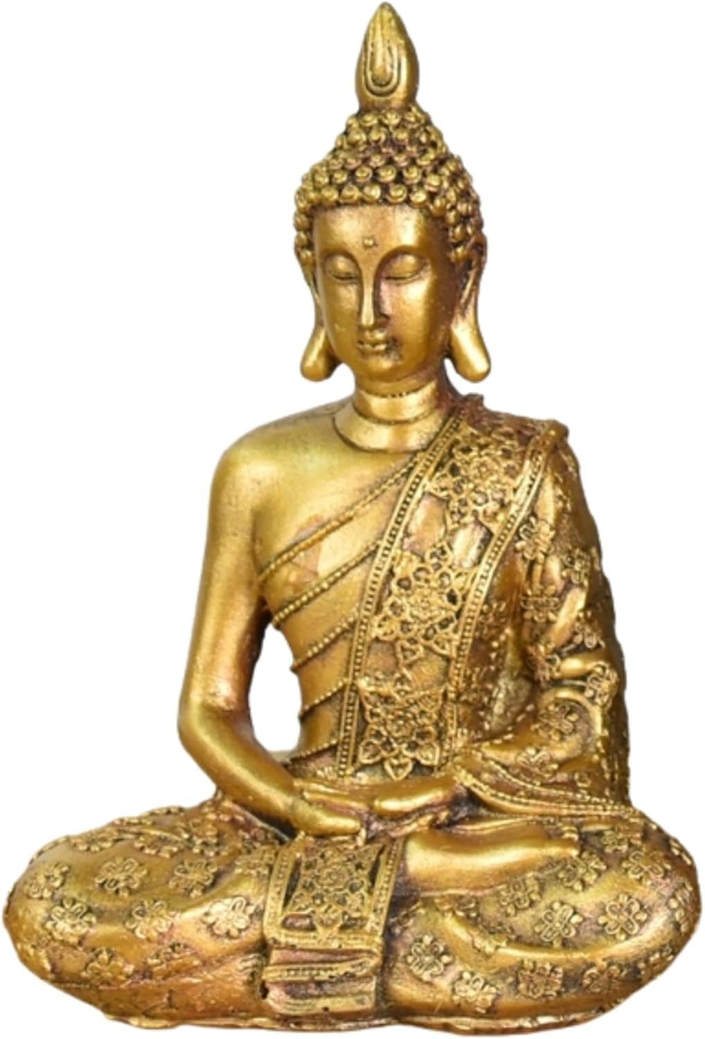 Zen'Light - Sanci soška hlavy Buddhy - Dekorace pro Zen, meditaci a feng shui - Dárek pro relaxační a duchovní atmosféru - Socha Buddhy - Výška: 18 cm - Barva: zlatá Sošky a plastiky Naty Shop Výchozí název