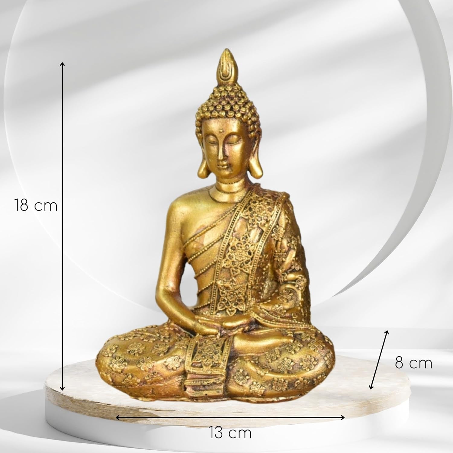 Zen'Light - Soška s hlavou Buddhy Sanci - Dekorace pro Zen, meditaci a feng shui - Dárek pro relaxační a duchovní atmosféru - Socha Buddhy - Výška: 18 cm - Barva: zlatá Sošky a plastiky Naty Shop