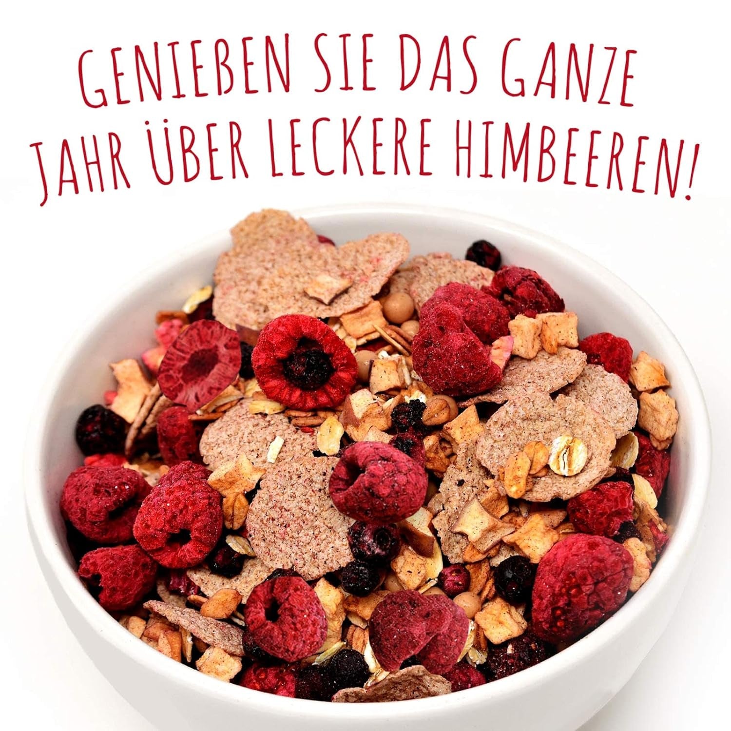 Lyofilizované maliny, BEZ čínských produktů, 500 g lyofilizovaného celého ovoce, bez přísad, ovocné, vyrobeno v Německu Sušené produkty Naty Shop